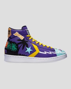 Zapatillas Altas Converse Chinatown Market Pro Cuero Azules Moradas | CV-568WVJ