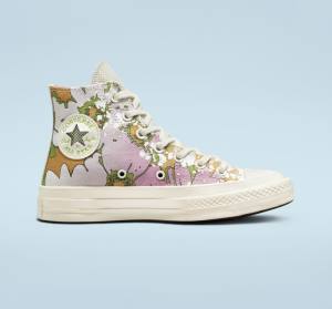 Zapatillas Altas Converse Chuck 70 Crafted Florals Rosas Verde Oliva | CV-317UEZ