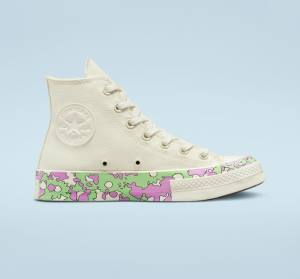 Zapatillas Altas Converse Chuck 70 Crafted Florals Rosas Verde Claro | CV-740PBM