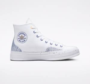 Zapatillas Altas Converse Chuck 70 Stitched Blancas Indigo | CV-309SDX