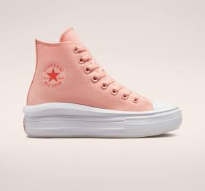 Zapatillas Altas Converse Chuck Taylor All Star Move Plataforma Lona Rosas Blancas Rosas | CV-419UNE