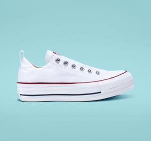 Zapatillas Bajas Converse Chuck Taylor All Star Lift Plataforma Slip Blancas Rojas Azules | CV-860CSK