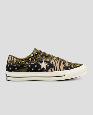 Zapatillas Bajas Converse One Star Archive Print Mix Verde Oliva Leopardo | CV-172ARJ