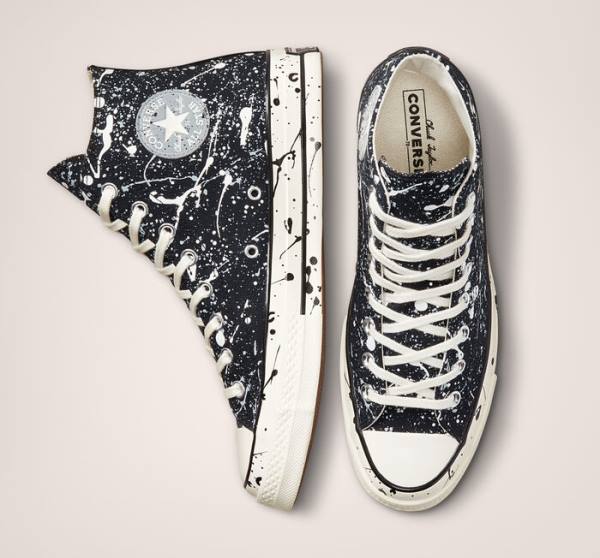 Zapatillas Altas Converse Chuck 70 Archive Paint Splatter Negras Gris | CV-012GHM