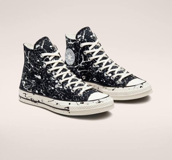 Zapatillas Altas Converse Chuck 70 Archive Paint Splatter Negras Gris | CV-459JOS