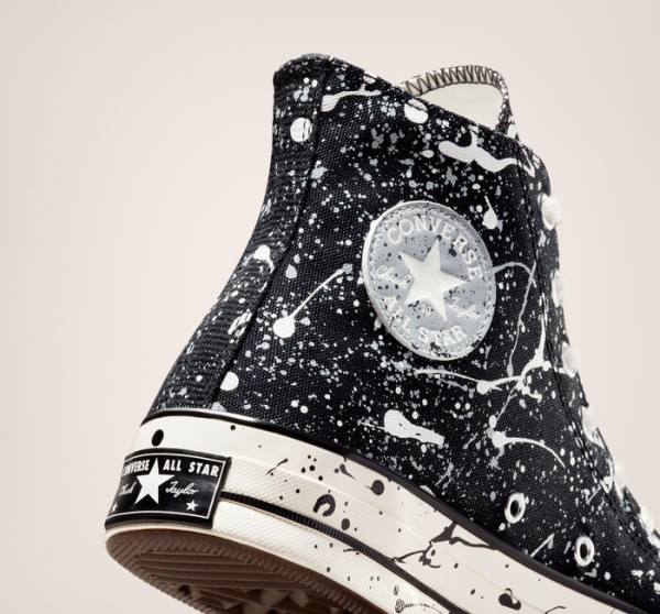 Zapatillas Altas Converse Chuck 70 Archive Paint Splatter Negras Gris | CV-459JOS