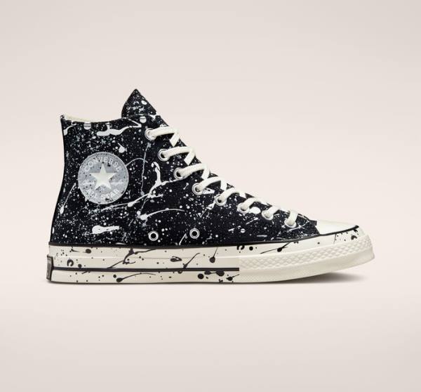 Zapatillas Altas Converse Chuck 70 Archive Paint Splatter Negras Gris | CV-459JOS