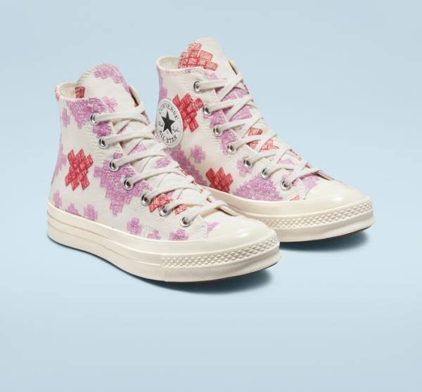 Zapatillas Altas Converse Chuck 70 Bright Embroidery Rosas Rojas | CV-104CFX