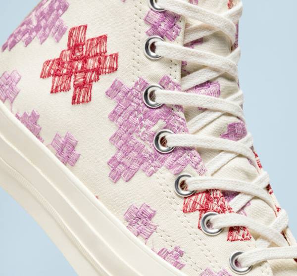 Zapatillas Altas Converse Chuck 70 Bright Embroidery Rosas Rojas | CV-104CFX