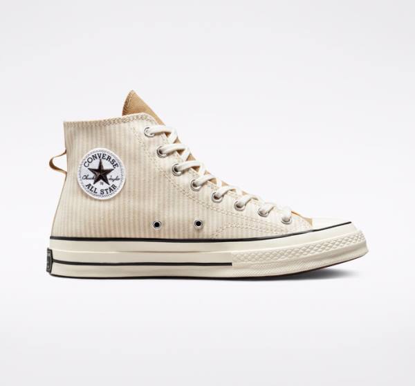 Zapatillas Altas Converse Chuck 70 Crafted Stripe Marrones | CV-423PVC