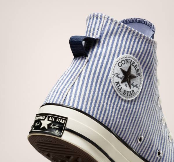 Zapatillas Altas Converse Chuck 70 Crafted Stripe Indigo Negras | CV-536PJD