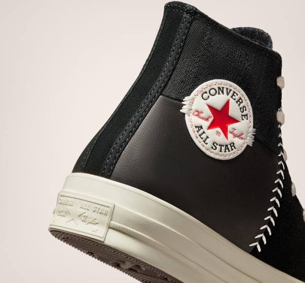 Zapatillas Altas Converse Chuck 70 Crafted Cuero Negras Rojas | CV-620NIY