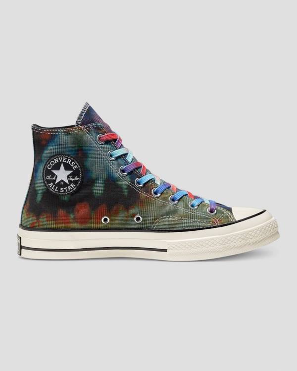 Zapatillas Altas Converse Chuck 70 Plaid Tie Dye Negras | CV-895ESM