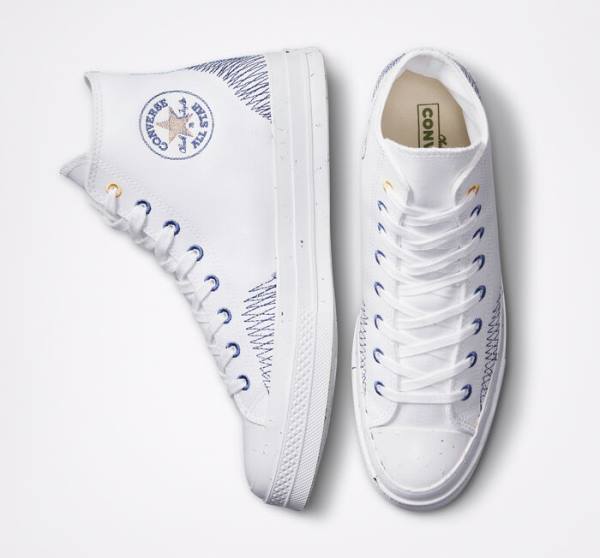 Zapatillas Altas Converse Chuck 70 Stitched Blancas Indigo | CV-309SDX