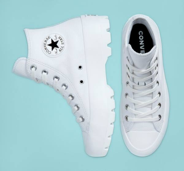 Zapatillas Altas Converse Chuck Taylor All Star Lugged Cuero Blancas Negras Blancas | CV-072ZJL