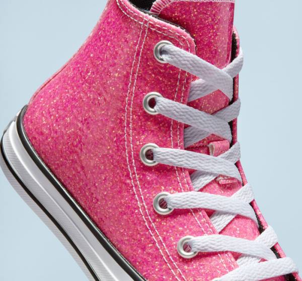 Zapatillas Altas Converse Chuck Taylor All Star Invierno Glitter Rosas Negras Blancas | CV-083HXQ