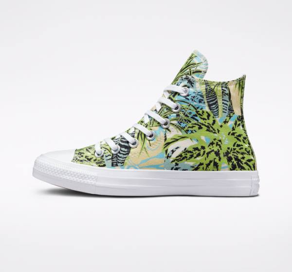 Zapatillas Altas Converse Chuck Taylor All Star Tropical Florals Verde Claro Blancas | CV-089LWM