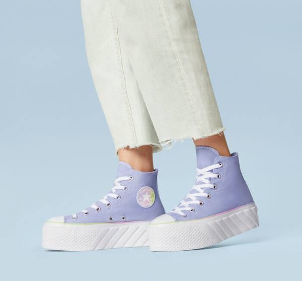 Zapatillas Altas Converse Chuck Taylor All Star 2X Lift Plataforma Pastel Gradient Azules Blancas | CV-216BPU