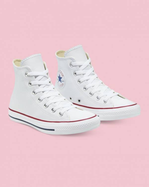 Zapatillas Altas Converse Chuck Taylor All Star Cuero Blancas | CV-217LQW