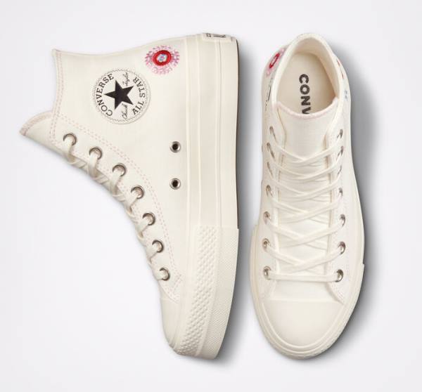 Zapatillas Altas Converse Chuck Taylor All Star Lift Plataforma Floral Embroidery Negras Rosas | CV-240ADE