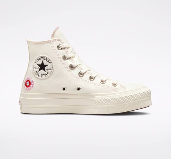 Zapatillas Altas Converse Chuck Taylor All Star Lift Plataforma Floral Embroidery Negras Rosas | CV-240ADE