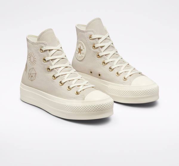 Zapatillas Altas Converse Chuck Taylor All Star Lift Plataforma Golden Elements Marrones Doradas Claro | CV-241ARE