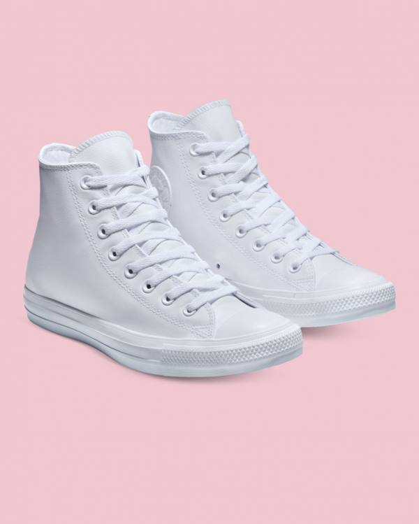 Zapatillas Altas Converse Chuck Taylor All Star Cuero Blancas | CV-310MTK