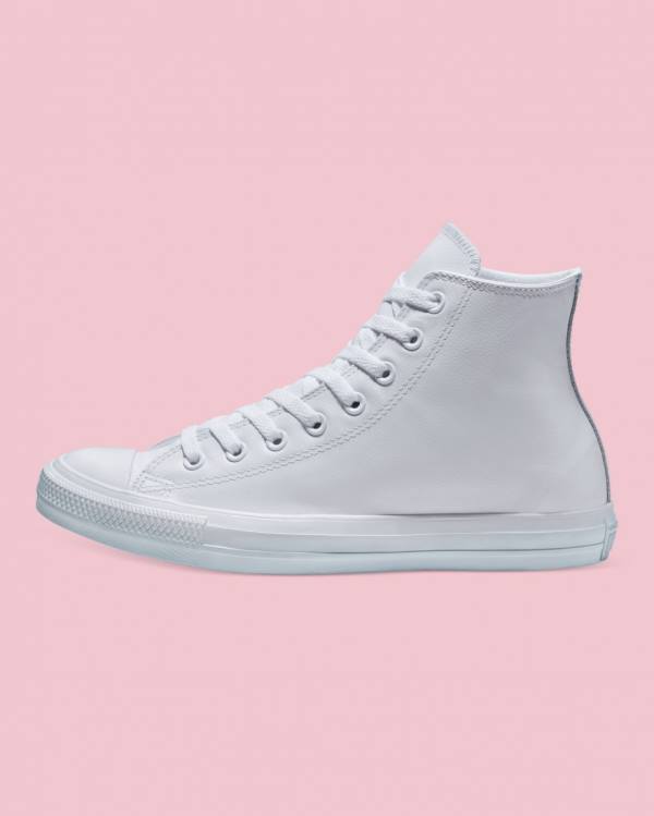 Zapatillas Altas Converse Chuck Taylor All Star Cuero Blancas | CV-310MTK