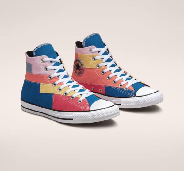 Zapatillas Altas Converse Chuck Taylor All Star Patchwork Azules Rosas | CV-548BWH