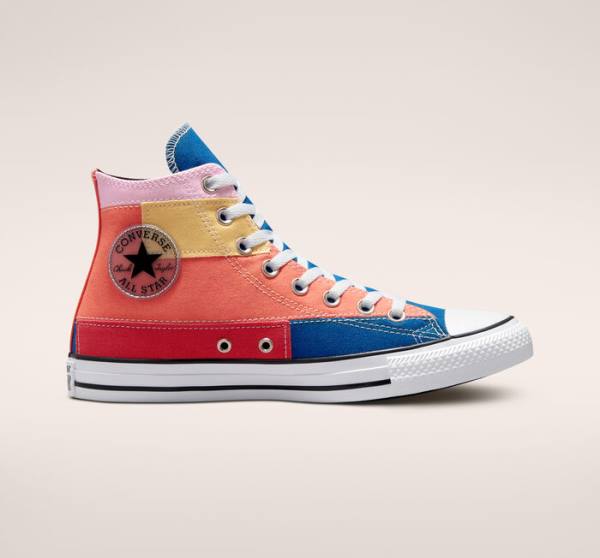 Zapatillas Altas Converse Chuck Taylor All Star Patchwork Azules Rosas | CV-548BWH