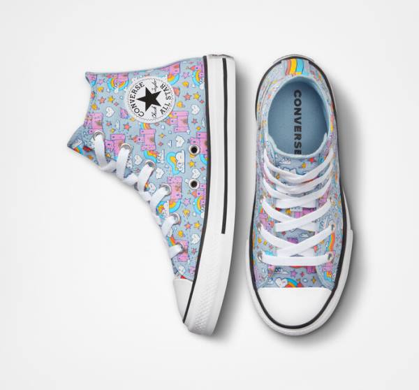 Zapatillas Altas Converse Chuck Taylor All Star Rainbow Castles Azules Rosas | CV-584IYN