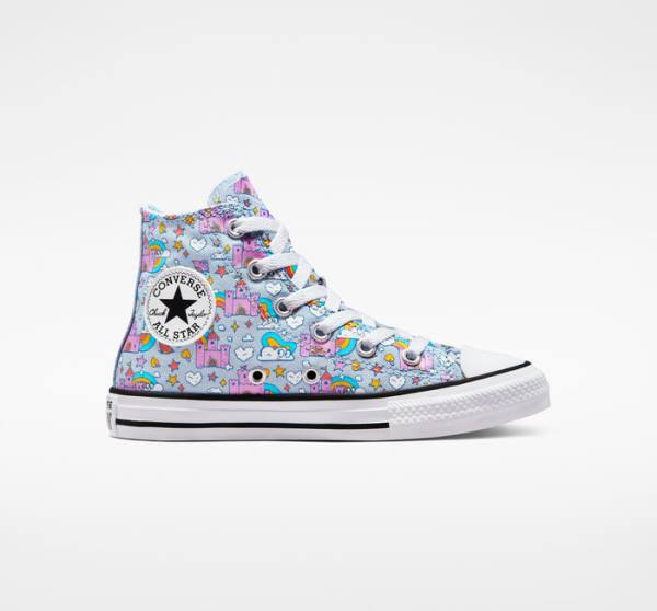 Zapatillas Altas Converse Chuck Taylor All Star Rainbow Castles Azules Rosas | CV-584IYN