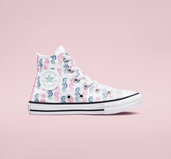 Zapatillas Altas Converse Chuck Taylor All Star Seahorses Blancas Rosas Verde Menta | CV-830SEP