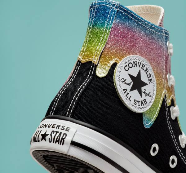 Zapatillas Altas Converse Chuck Taylor All Star Glitter Drip Negras Beige Blancas Rosas | CV-860IOL