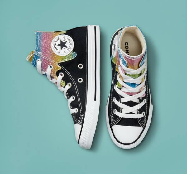 Zapatillas Altas Converse Chuck Taylor All Star Glitter Drip Negras Beige Blancas Rosas | CV-860IOL