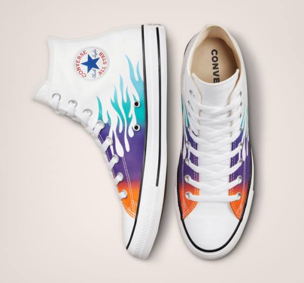 Zapatillas Altas Converse Chuck Taylor All Star Archive Prints Blancas Azules Turquesa | CV-865YRP