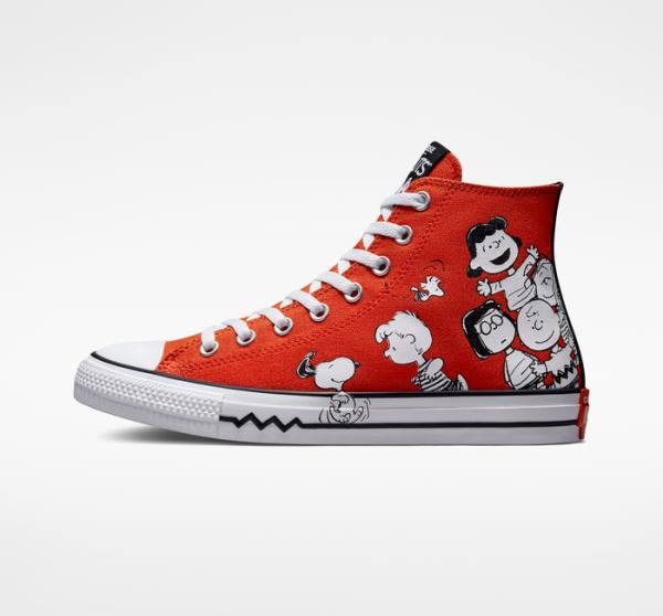 Zapatillas Altas Converse Peanuts Chuck Taylor All Star Rojas Negras Blancas | CV-046HQN