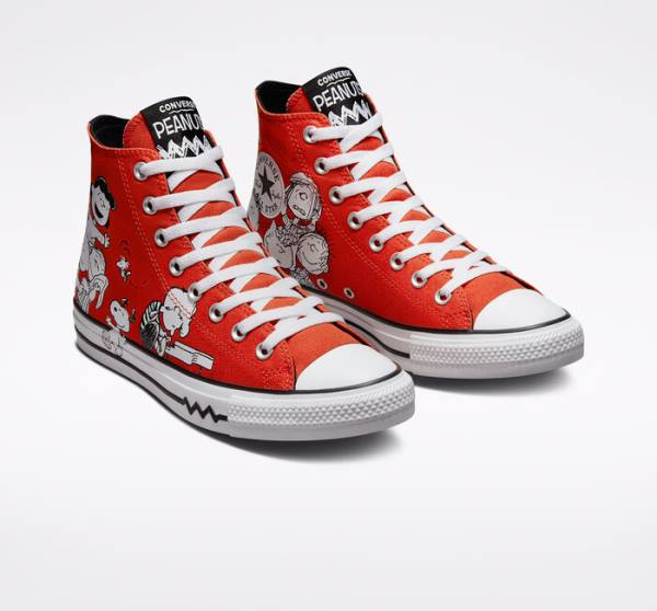 Zapatillas Altas Converse Peanuts Chuck Taylor All Star Rojas Negras Blancas | CV-678BFQ