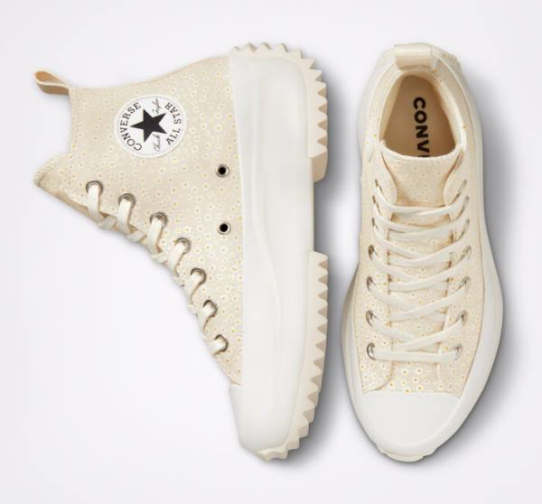 Zapatillas Altas Converse Run Star Hike Plataforma Daisy Beige Blancas | CV-735RFJ