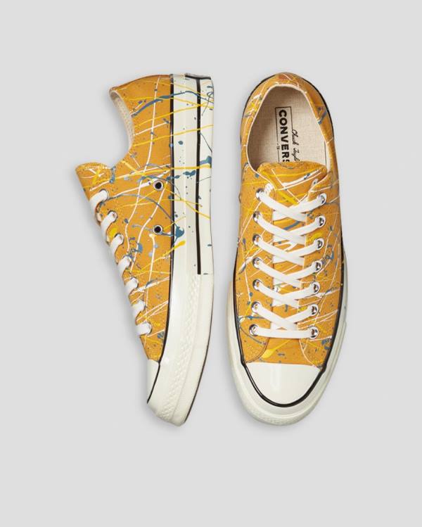 Zapatillas Bajas Converse Chuck 70 Archive Print Paint Splatter Amarillo | CV-263QYX