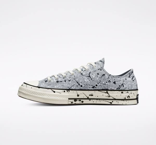 Zapatillas Bajas Converse Chuck 70 Archive Paint Splatter Gris Negras Blancas | CV-479ZAX