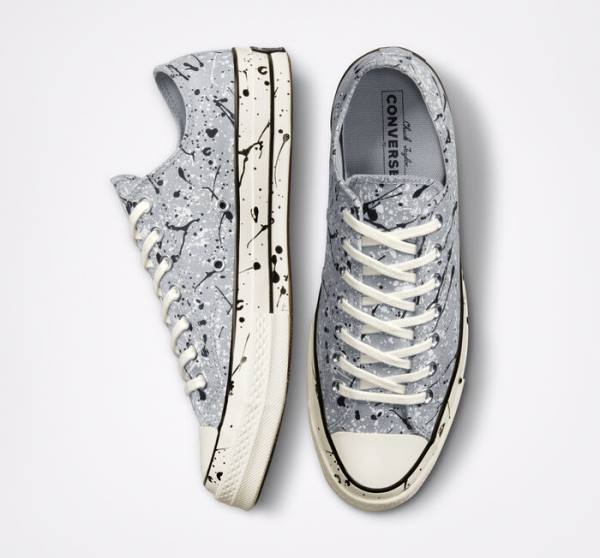 Zapatillas Bajas Converse Chuck 70 Archive Paint Splatter Gris Negras Blancas | CV-479ZAX