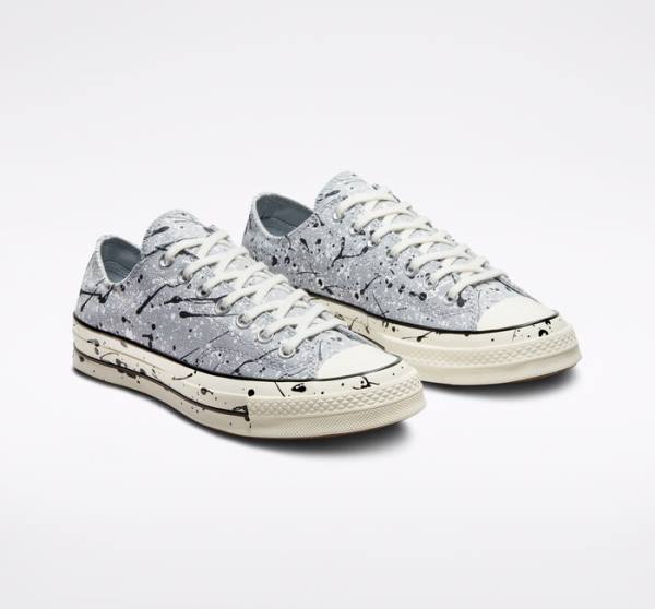 Zapatillas Bajas Converse Chuck 70 Archive Paint Splatter Gris Negras Blancas | CV-479ZAX