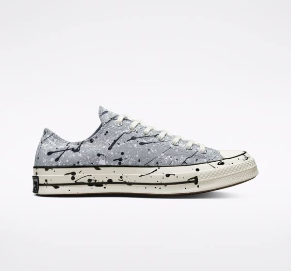 Zapatillas Bajas Converse Chuck 70 Archive Paint Splatter Gris Negras Blancas | CV-812XJT