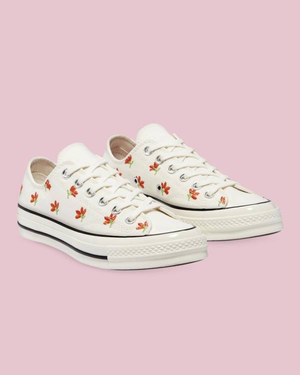 Zapatillas Bajas Converse Chuck 70 Embroidered Garden Party Beige | CV-459PXM