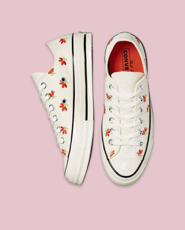 Zapatillas Bajas Converse Chuck 70 Embroidered Garden Party Beige | CV-459PXM