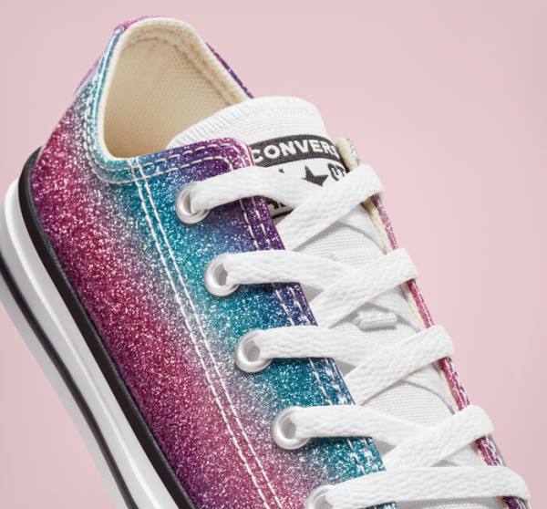 Zapatillas Bajas Converse Chuck Taylor All Star Glitter Drip Blancas Beige Blancas Moradas | CV-583UBG