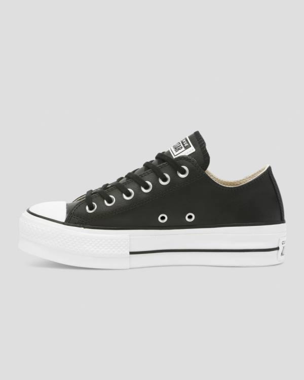 Zapatillas Bajas Converse Chuck Taylor All Star Lift Clean Cuero Negras | CV-625TOL