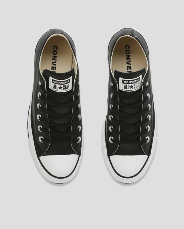 Zapatillas Bajas Converse Chuck Taylor All Star Lift Clean Cuero Negras | CV-625TOL