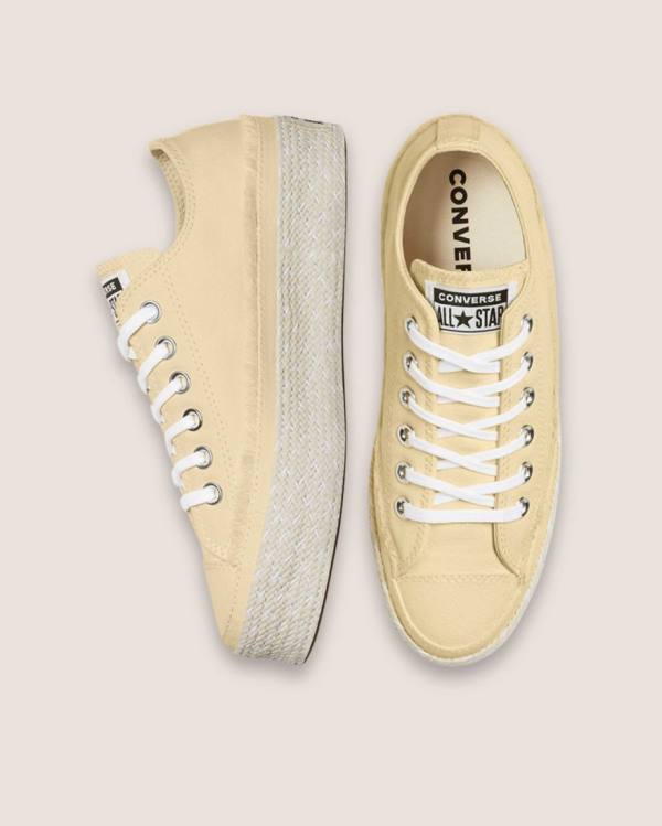 Zapatillas Bajas Converse Chuck Taylor All Star Alpargata Plataforma Beige | CV-684EQO